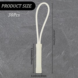 CABODYALS 1 Box 30PCS White Upgraded Zipper Pull Replacement Tab Tags Luminous Glow in The Dark Premium Extension Cord Fixer Plastic Zip Puller Helper for Jacket Luggage Handbags Backpacks Purses