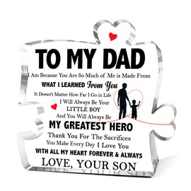 Dad Gifts from Son,Thank You Gifts for Dads Birthday Christmas Fathers Day,Unique Father Gift Ideas,To My Dad Acrylic Puzzle Piece Plaque Decorative Sign Keepsake