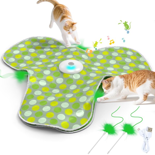 IOKHEIRA Interactive Cat Toy, Touch-Activated, Hidden Feather, Realistic Mouse Squeaking