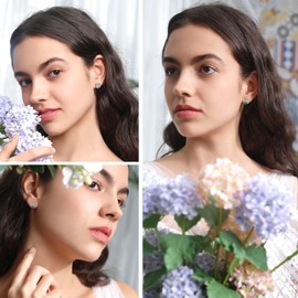 Hypoallergenic 925 Sterling Silver Claddagh Celtic Knot October Birthstone Pink Earrings, Birth Stone Jewelry Dainty Cute Stud Heart Shaped Hoop Earrings for Women