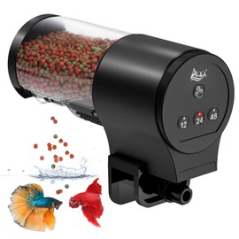 AQQA Futterautomat für Aquarium,Automatischer 110ml Großer Fassungskraft Fischfutterspender mit 12H/24H/48H Timer,Manuell/Auto Fütterungsmodi, Batteriebetriebenes Fischfutterautomat für Ferien