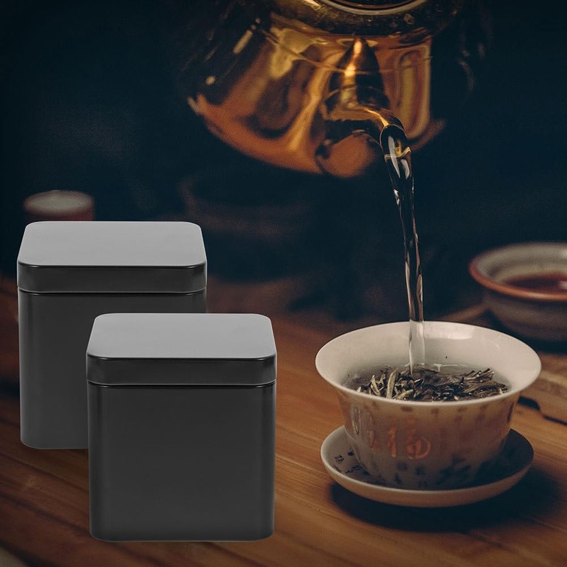 HEMOTON 10pcs Metal Tin Square Tea Containers Portable Loose Leaf