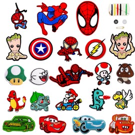 Iron-On Patches for Children, Pack of 22 Patches for Iron-On Set, Iron-On Patches Children's Cars, Children's Iron-On Patches for Clothes, Jackets, Backpacks, Jeans Patches
