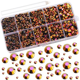 JMUQ 6600pcs Curry Resin Flatback Rhinestone for Crafting, 2mm 3mm 4mm 5mm 6mm Jelly Resin Non Hotfix Rhinestones for Tumblers, Mugs, Bottles, Makeup, Nail Art, Loose Bling Glitter Gem Stone