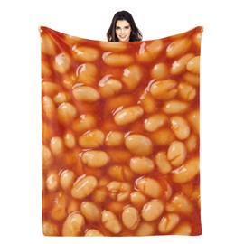 Baked Beans 3D Funny Realistic Food Ultra-Soft Throw Blanket 50"x40" Travel All Season Bed Sofa Dorm Decor Bedding Bedroom