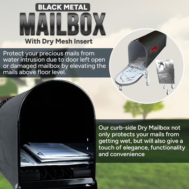 Dry Mailbox – Outdoor Metal Mailbox with Mailbox Insert to