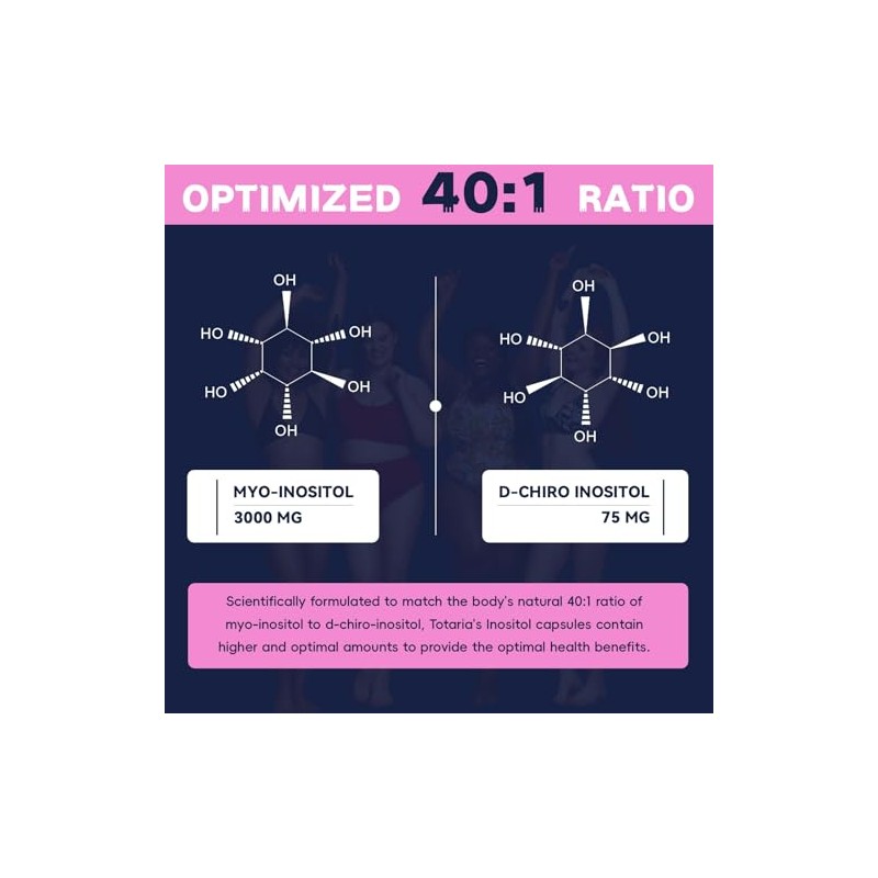 Totaria Suplemento Inositol Mujeres Vitamina Folato Complejo Mioinositol Chiroinositol Proporción