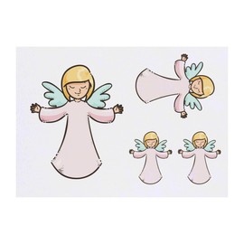 4 x 'Adorable Angel in Pink Gown ' Temporary Tattoos - Water Resistant, Skin-Safe, Non-Toxic Transfers, Mixed Sizes (TO00080846)