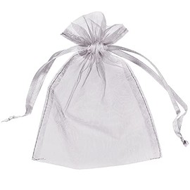 50 Organza Bags Wedding Favours Party Jewellery Pouches Mesh Drawstring Gift Wrap (5cm x 7cm, Silver)