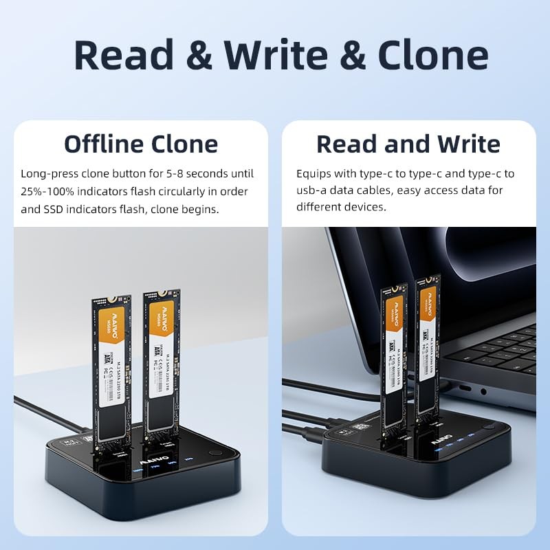 MAIWO Dual Bay Docking Station for M.2 NGFF SATA SSD