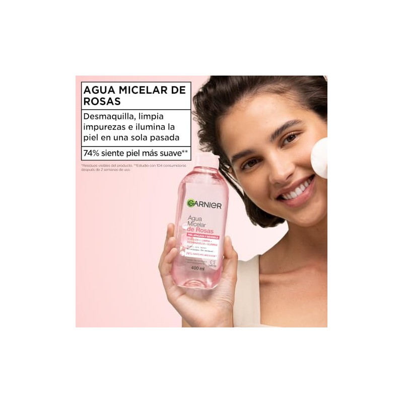 Garnier Skin Active Agua micelar desmaquillante con Agua de Rosas,