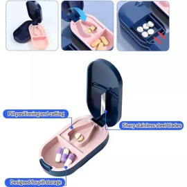 2-in-1 알약 보관함 및 소형 대형 절단기 일상 사용 여행용 포켓에 적합한 [white] 2-in-1 Pill Storage Container and Small Large Cutter Suitable for Daily Use Travel Pocket [white]