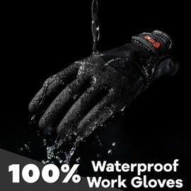 KAYGO Waterproof Thermal Work Gloves, Full Hand Latex Coated, Insulated Liner for Freezer Cold Weather Fishing Winter Outdoor Work, KG140 (Full Black, Medium)