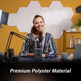 18 Pack Self-adhesive Hexagon Acoustic Panels, TONOR 12"x 10"x 0.4" High Density Sound Proof Panel for Walls, Sound Deadening Insulation Treatment Foam Panel for Recording, Podcasting, Streaming White
