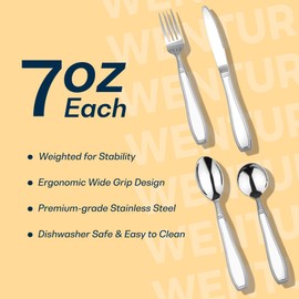 Weighted Utensils for Hand Tremors and Parkinsons, Arthritis, Weak Hand Grip - Weighted Silverware for Hand Tremors - Adaptive Utensils for Elderly - Parkinsons Aids for Living Parkinsons Gadgets Gift