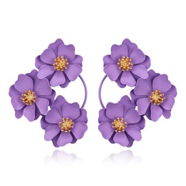 EVER FAITH Boho Flower Earrings, Large Statement Daisy Earrings for Summer Holiday, enamel