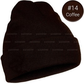 30+ Colors Beanie Hat Cap Plain Knit Ski Skully Cuff Winter Warm Slouchy Men Women Solid Fashion OOTD - Color: 14-Coffee