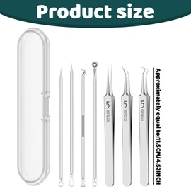 7 Stück Pickel Ausdrücken Werkzeug,Mitesserentferner,Hochwertiger Edelstahl Akne Mitesser Entferner Extraktor Tools,Komedonenquetscher Set mit Box,Für Whitehead-Akne Auf Der Nase,Gesicht
