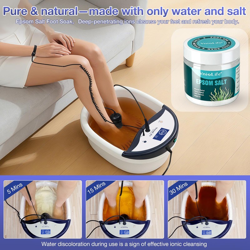 VnioLife Ionic Foot Detox Machine, with Epsom Salt, 2 Arrays,