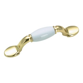 Richelieu Hardware BP380213030 Cherbourg Collection 3-inch (76 mm) Center-to-Center White and Brass Traditional Cabinet and Drawer Pull Handle for Kitchen, Bathroom, and Furniture