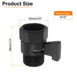 sourcing map Brass Chrome Shower Head Shut Off Valve, G1/2" Shower Control Valve Water Pressure Regulator Replacement for Shower System with PTFE Tape (Black, 38mm/1.5")