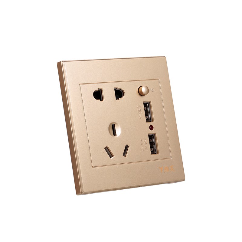 Electric Outlet with 2 Sockets and 2 USB Ports Wall