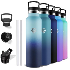 Grsta Thermos Flask, 1 Litre, Stainless Steel Drinking Bottle with Straw, BPA-Free, Leak-Proof, Insulated Flask, Double-Walled, Water Bottle for Fitness, Camping, Hiking, Travel