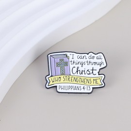 Christian Faith Enamel Pins, I Can Do All Things Through Christ Brooch Pin, Christian Gift For God Lover Jesus Lover Believer, Philippians 4:13 Bible Verse Brooches, Religious Decorative Jewelry Accessories