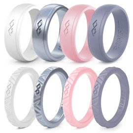 Rinfit Silicone Wedding Ring Sets - Soft, Stackable & Thin Silicone Rings for Her - Womens Rubber Wedding Rings - SetN, Size 6