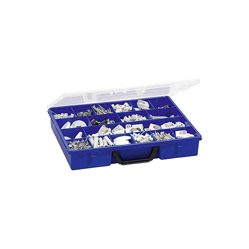 Blue 18-Compartment Polypropylene Organiser Box, Assortment Box