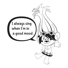 I Always Sing When I'm in Good Mood Cute Dancing Cartoon Character Kids Room Decal Wall Art Sticker Designs Vinyl Stickers for Home House Walls Rooms Windows Bedroom Decoration Size (12x12 inch)