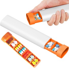 Organizador de Pastillero Semanal, Caja de Pastillero de Viaje de 7 días, Portátil Organizador de Medicamentos, Desmontable 6 Compartimentos, Fibra de Grano a Prueba de Humedad BPA Free Resistente