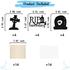 12 Pcs Death to My 20s Centerpiece Sticks, Death to My 20s Decorations, Rip 20s Birthday Decorations, 30th Birthday Table Decorations, Happy 30th Birthday Party Decor Supplies Black