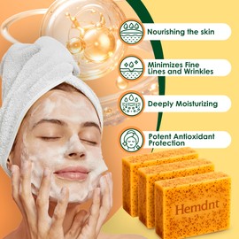 Lemon Turmeric & Kojic Soap, 3PCS Natural Handmade Soap | Infused with Hyaluronic Acid, Vitamin E, Shea Butter | Gently Exfoliates for Smooth, Deep Cleansing for Face and Body (3)