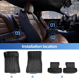 SMABEE Floor Mats & Cargo Liner for 2015-2024 Ford Mustang Equipped with Subwoofer, TPE All Weather Floor Liners Trunk Mat Accessories Interior Black