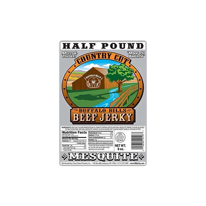 Buffalo Bills 8oz Mesquite Country Cut Beef Jerky Pack (moist
