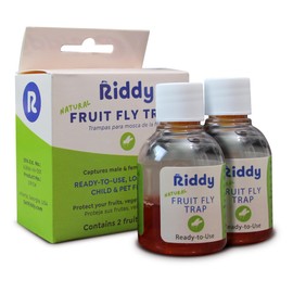 Riddy Fruit Fly Traps – Non-Toxic, Ready-to-Use, Long-Lasting Solution for Fruit Flies in Kitchens and Food Preparation Areas, Pack of 2