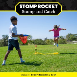 Stomp Rocket Original Dueling Rocket Launcher for Kids, 4 Rockets - Fun Backyard & Outdoor Kids Toys Gifts for Boys & Girls - Toy Foam Blaster Set Soars 200ft - Multi-Player Launcher Stand