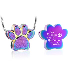 zeqingjw Pet Cremation Jewelry for Ashes Pendant Paw Print Pet Heart Urn Necklace Memorial Keepsake Jewelry for Pet/Dog's/Cat's Ashes, Metal, No Gemstone