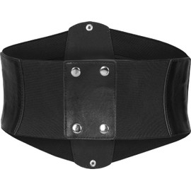 BlackButterfly 7 Inch Wide Lattice Corset Waspie Elastic Waist Belt (Black, M)