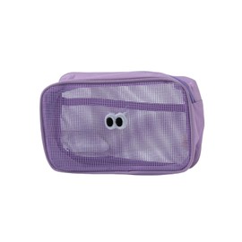 Sunny Glow Horizontal Pouch, Mesh Embroidery, Eyeball Design, Trinket Case, Lightweight, Cosmetics, Cosmetics Storage, Women's, Men's, Travel, Convenient to Carry (Purple)