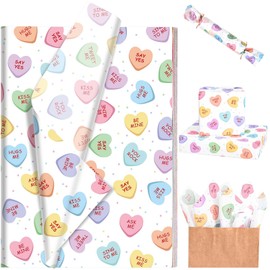 Sanixin 100 Sheets Conversation Heart Tissue Paper Colorful Heart Printed Tissue Paper for Gift Wrapping for Mother's Day Anniversary Wedding Party DIY Craft，20 * 14 Inches