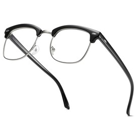 aisswzber Fashion Vintage Classic Semi-Rimless Half Frame Clear Lens Glasses