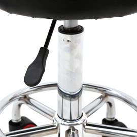 PU Leather Hydraulic Round Rolling Stool with Back and Foot Rest,Swivel Height Adjustment Medical for SPA Medical Salon Home Office Stools Chair. (Black)