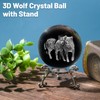 3D Wolf Crystal Ball with Stand Lase Engraved Glass Sphere