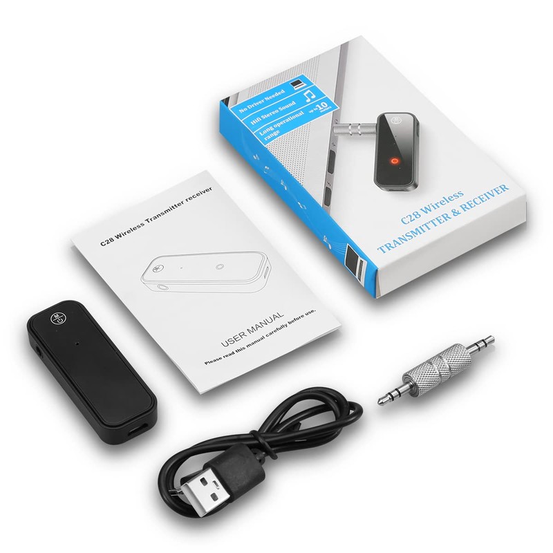 ORIA Aux Bluetooth Adapter for Car, 2 in 1 Bluetooth