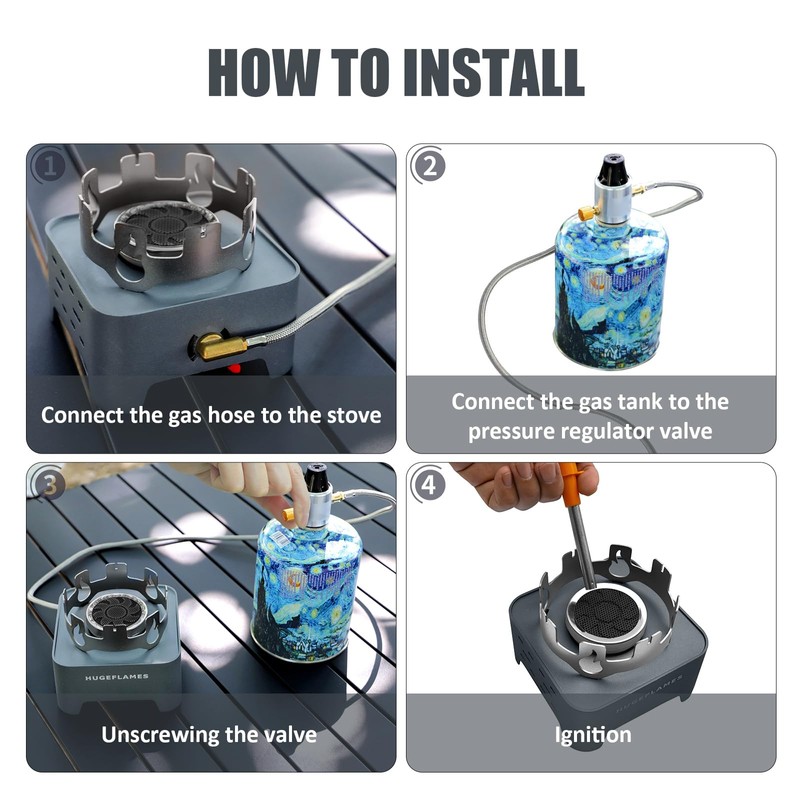 Propane Camping Stove with Carrying Case & Ignition Portable Gas