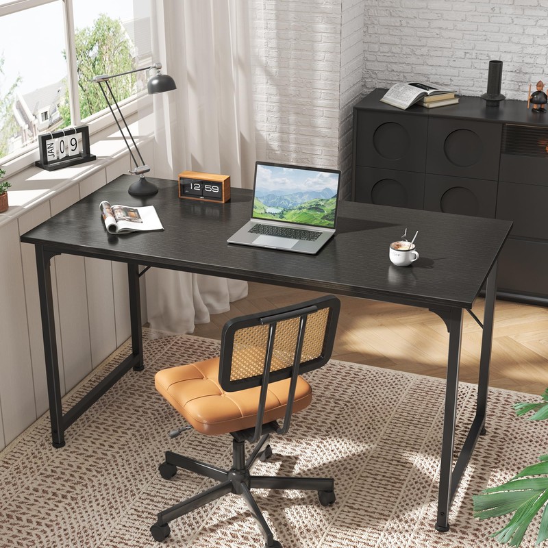 Huuger Computer Desk, 55 Inch Office Desk, Gaming Desk with