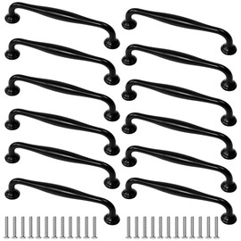 Pack of 12 Kitchen Handles 128 mm Black Cabinet Door Handles Aluminium Alloy Furniture Handles Cabinet Door Handle Kitchen Drawer Handles Furniture Door Handles Bow Handles with Screws Handles for