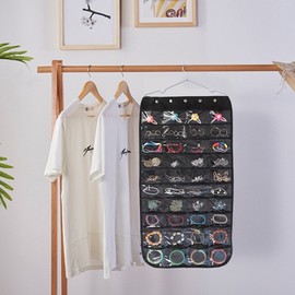 Hanging accessory storage pocket, space-saving, multipurpose neat black